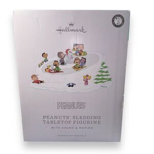 Hallmark 2023 Snoopy Peanuts Sledding Table Figurine with Sound‎ and Motion
